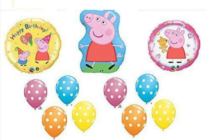 Peppa Pig Happy Birthday Balloon Set Bouquet 11 pieces