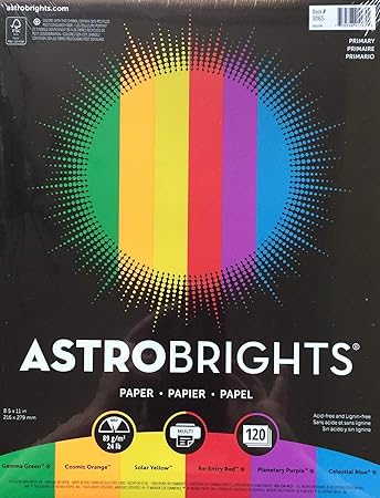 Astrobrights Color Paper, 8.5"x11", Primary 120 Pages