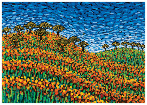 Golden Poppies & FLowers BLank Card (D)