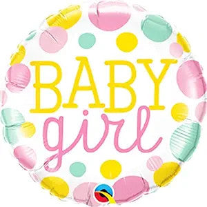 18 INCH BABY GIRL DOTS MYLAR BALLOON