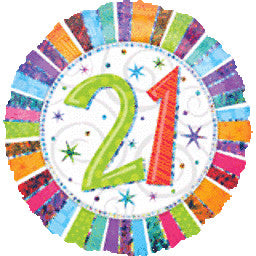 18 INCH PRISMATIC RADIANT AGE 21 MYLAR BALLOON