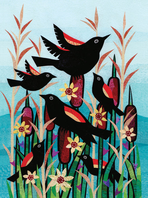 Blackbird Cattail Blank Card