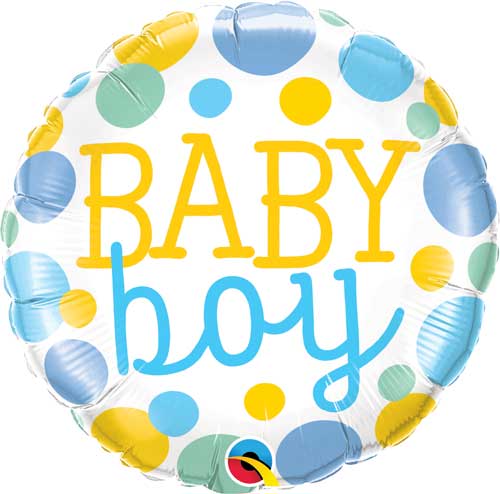 18 INCH DOTS BABY BOY MYLAR BALLOON