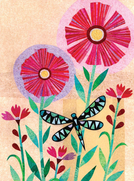 Dragonfly Flowers Get Well Card