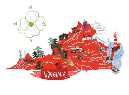 Hello USA Cards -47 States & Regions! | Hello: Virginia Blank Card