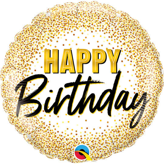 18 Inch BIRTHDAY GOLD GLITTER DOTS