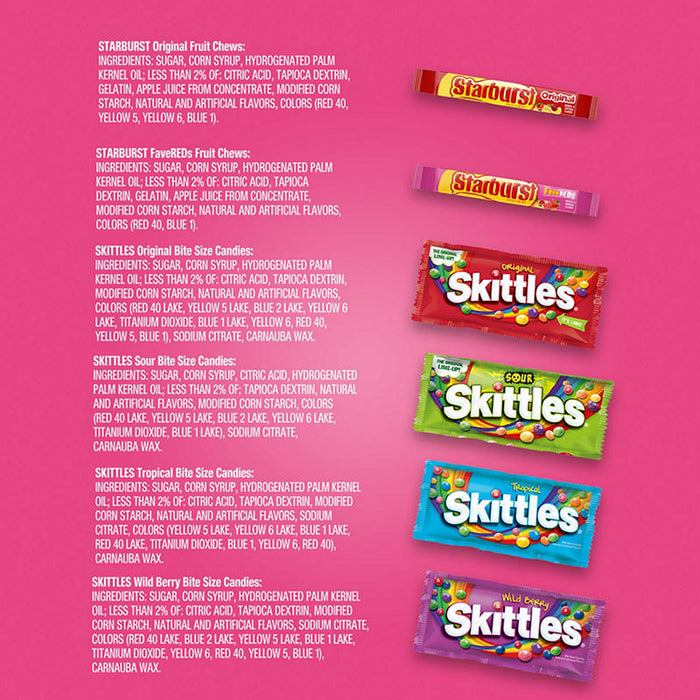 Skittles and Starburst Chewy Candy Variety Pack, Full Size, Great For Easter Candy, 30 ct.