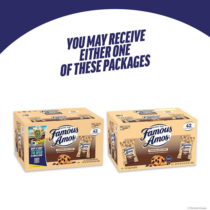 Famous Amos Classic Chocolate Chip Cookies, Bite-Size Cookies, Sweet Treats, Pouches, 42 ct./2 oz.
