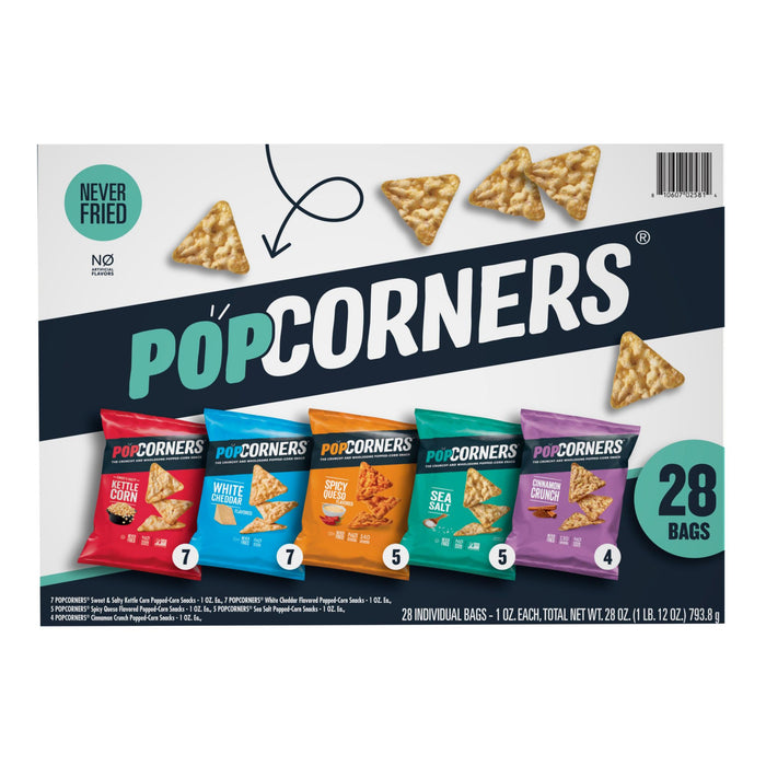 PopCorners 5 Flavor Variety Pack Popped Corn Chips Snacks, 28 ct./1 oz.