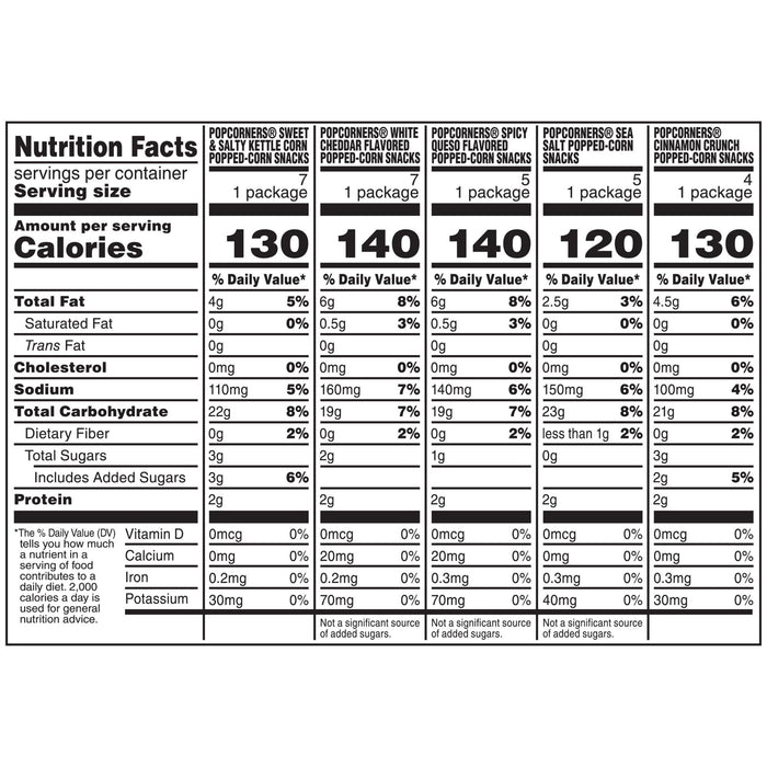 PopCorners 5 Flavor Variety Pack Popped Corn Chips Snacks, 28 ct./1 oz.