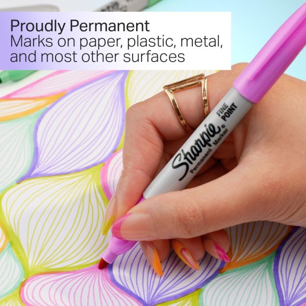Sharpie Glam Pop Permanent Markers, Fine Point, Assorted, Pack Of 24 Markers