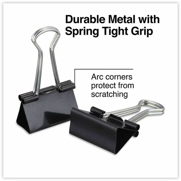 Universal Binder Clips, Medium, Black/Silver, 12/Box