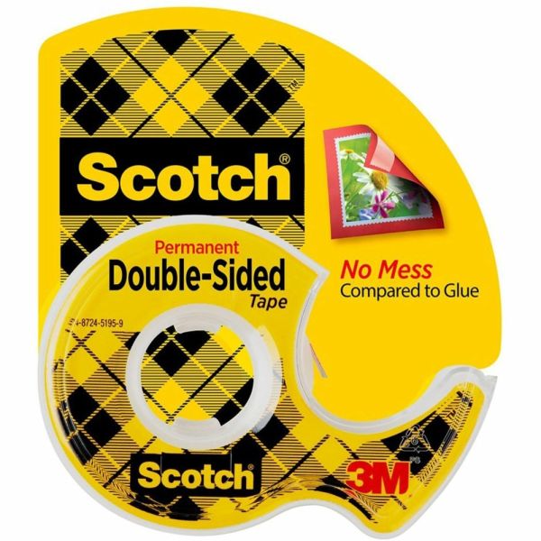Scotch Double-Sided Tape With Handheld Dispenser, 1/2" x 248", Clear [MMM136]