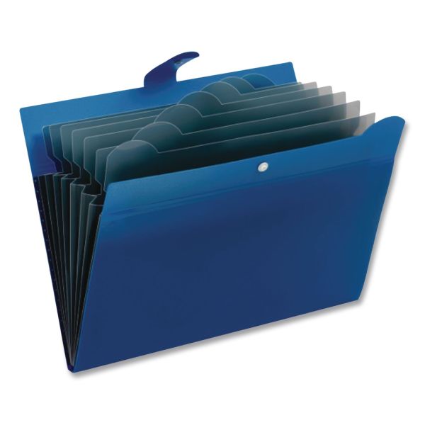 Pendaflex Seven-Pocket Expanding File, 1" Expansion, 7 Sections, Snap Closure, 1/7-Cut Tabs, Letter Size, Blue