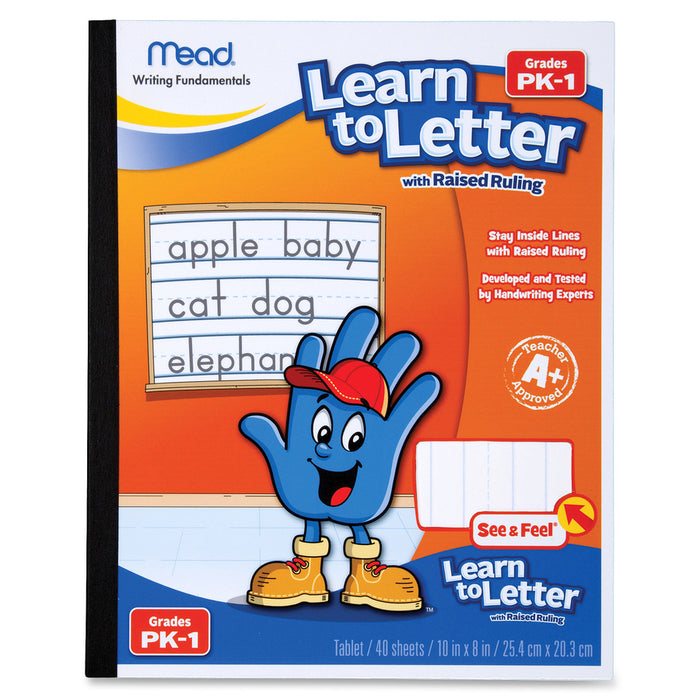 Mead Learn to Letter Primary Journal with Raised Ruling, Manuscript Format, Orange/White/Blue Cover, (40) 10 x 8 Sheets [MEA48122]