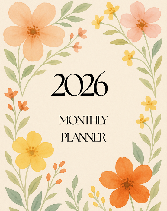 Whimsical Flowers 2026 7.5" x 9.5" Booklet Monthly Planner [SOA92870]