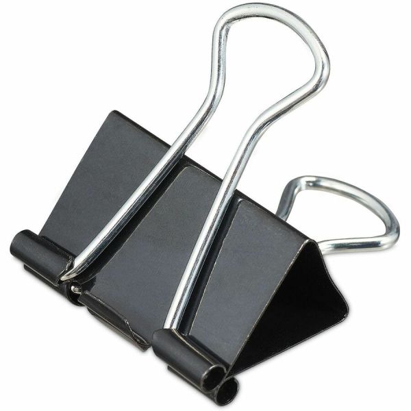 Universal Binder Clips, Medium, Black/Silver, 12/Box