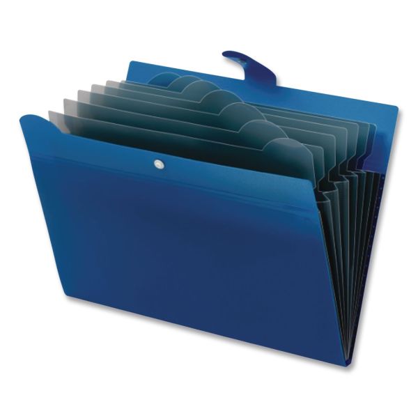 Pendaflex Seven-Pocket Expanding File, 1" Expansion, 7 Sections, Snap Closure, 1/7-Cut Tabs, Letter Size, Blue