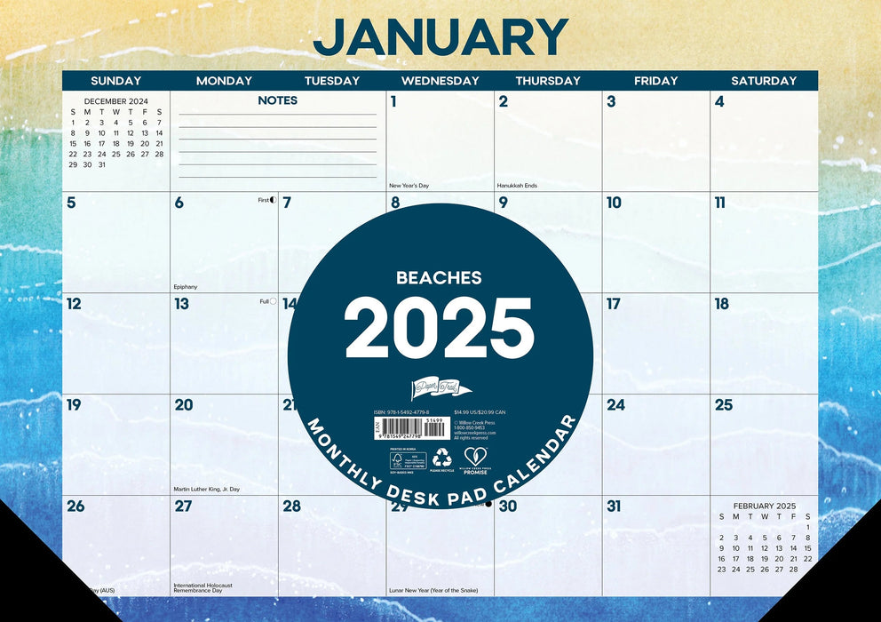 Beaches 2025 Small Monthly Desk Pad 17x12 [47798]