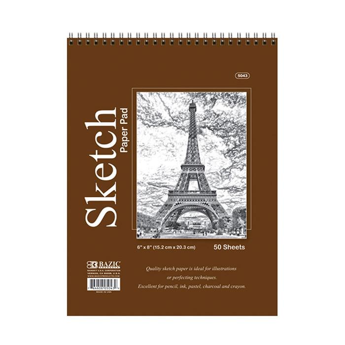 Sketch Pad Top Bound Spiral, 6"X 8"(50 Ct.) [5043]