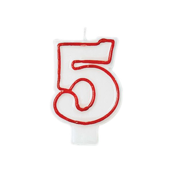 Red and White Birthday Candle Number 5 [174005]