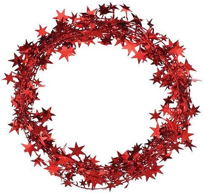 Star Garland Tinsel Wire Garland 25 FT  2PC (Red) [B07JPR4F55]