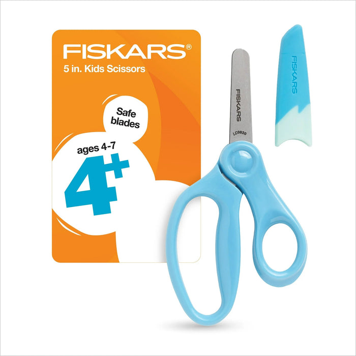 Fiskars 5 inch Pointed Tip Kids Scissors w/sheath - Turquoise [3-062419]