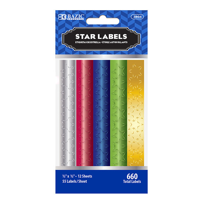 BAZIC Assorted Color Foil Star Label (660/Pack) [3804]