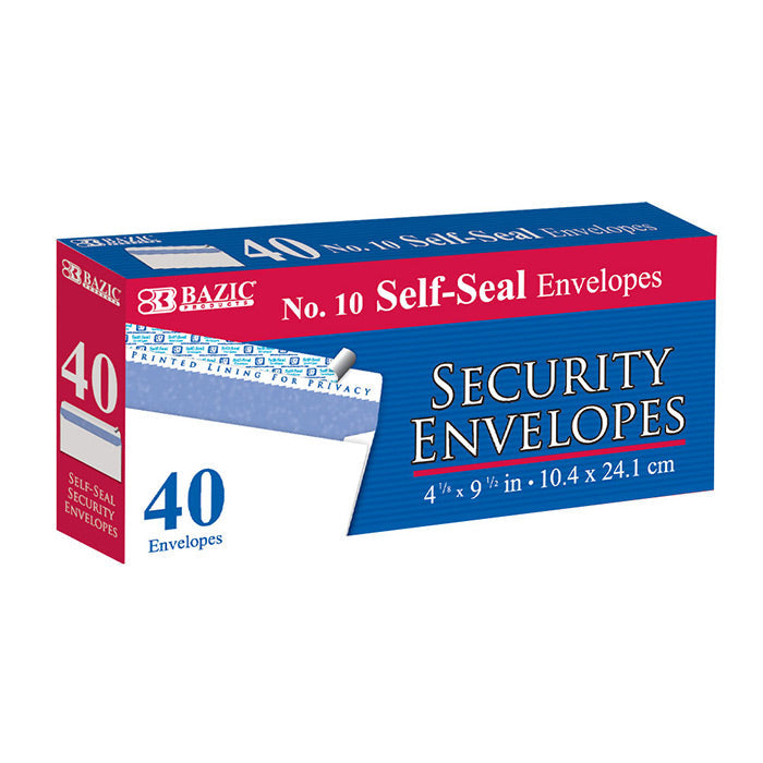 BAZIC #10 Self-Seal Security Envelopes (40/Pack) [575]