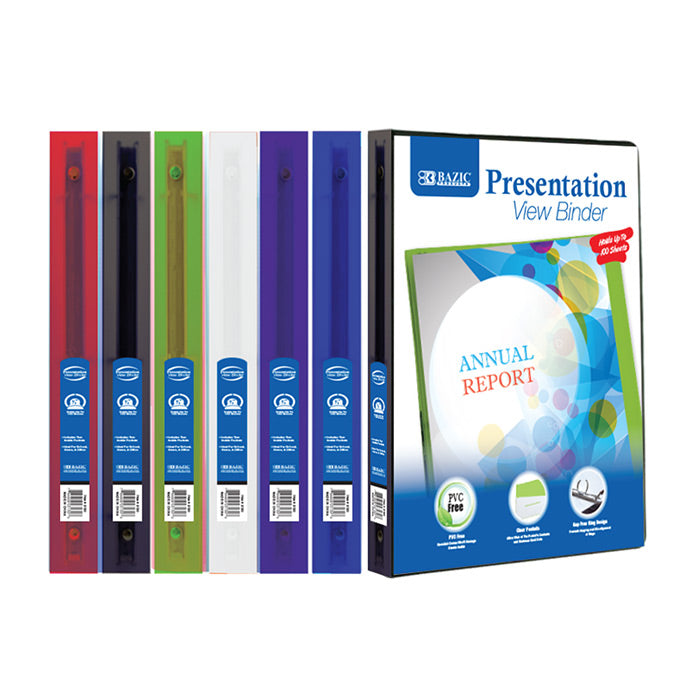 BAZIC 1/2" Poly 3-Ring Presentation View Binder w/ Pocket [3130]