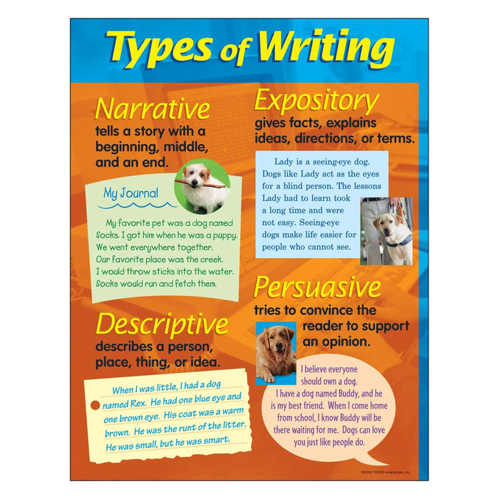 Types of Writing Learning Chart 17x22 [T38128]