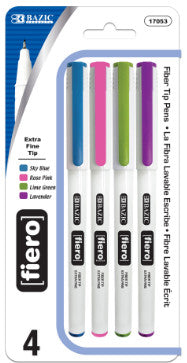 BAZIC Fiero Fancy Color Fiber Tip Finerliner Pen (4/Pack) [17053]