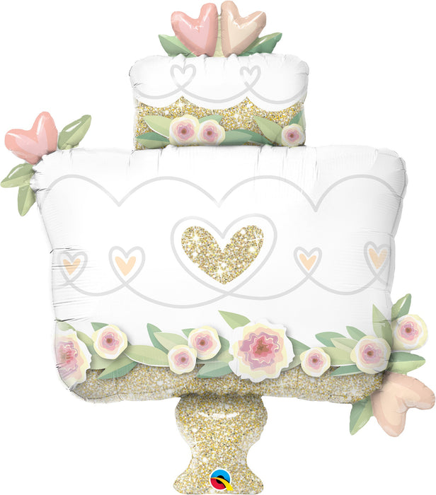 Wedding Cake Gold Accent Jumbo Shape Balloon 41 Inches [57377]