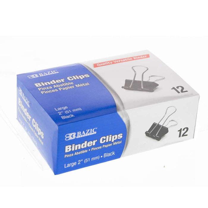 BAZIC Large 2" (51mm) Black Binder Clip (12/Box) [267]