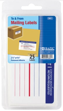 BAZIC Mailing Label (25/Pack) [3801]