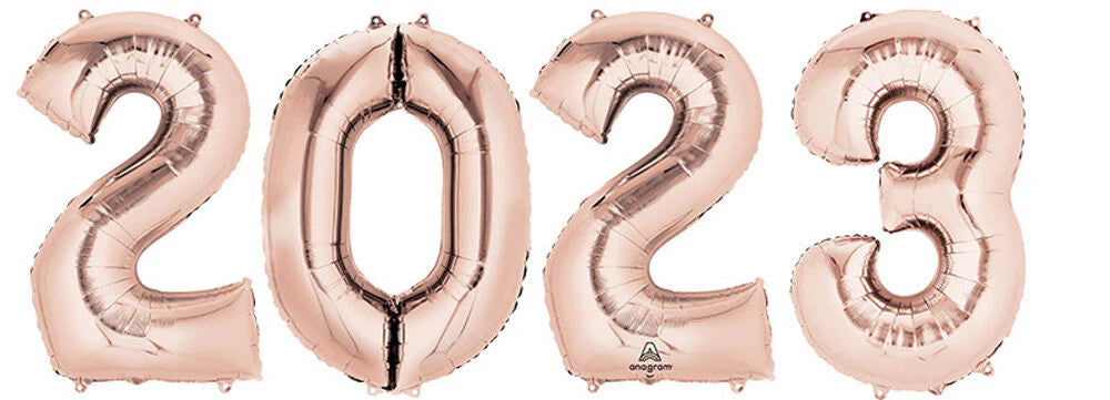 Rose Gold 2023 40 Inch Foil Mylar Balloons 4 Pack [44866]