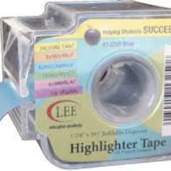 Lee Removable Highlighter Tape 1 - 7/8'' Blue with Refillable Dispenser