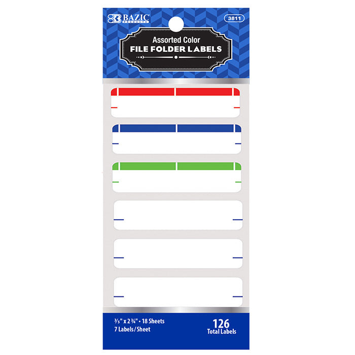 BAZIC Assorted Color File Folder Label (126/Pack) [3811]