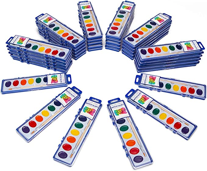 Color Swell Watercolor Paint Pack with Wood Brushes 8 Colors Washable Water Colors [B01KP91ST2]