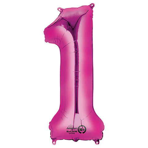 Number 1 Pink 34 Inch Foil Mylar Balloon [28275]
