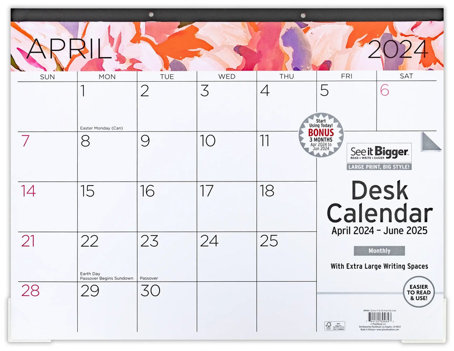Monthly Desk Pad Calendar, 22" x 17", April 2024 To June 2025 [89464]