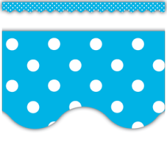Aqua Polka Dots Scalloped Border Trim (D)