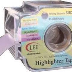Lee Removable Highlighter Tape 1 - 7/8'' Purple with Refillable Dispenser (Archived)