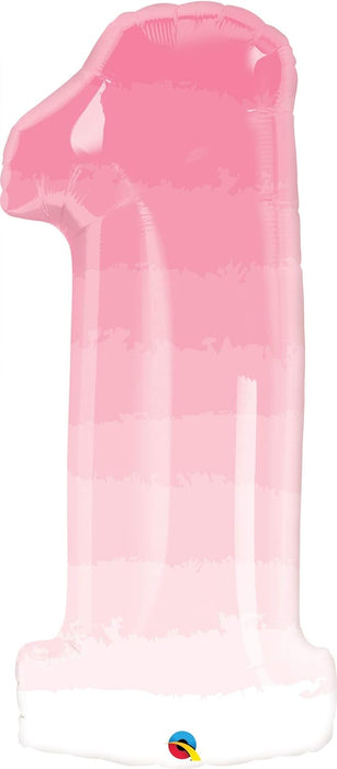 Number One Pink Ombre 38 Inch Shape Foil Mylar Balloon [13260] (D)