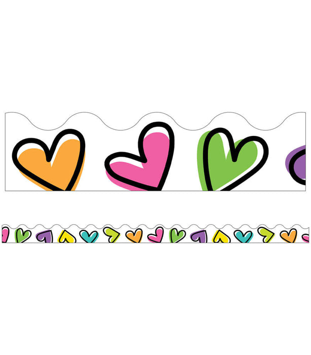 Doodle Hearts Scalloped Bulletin Board Borders [CD108433]