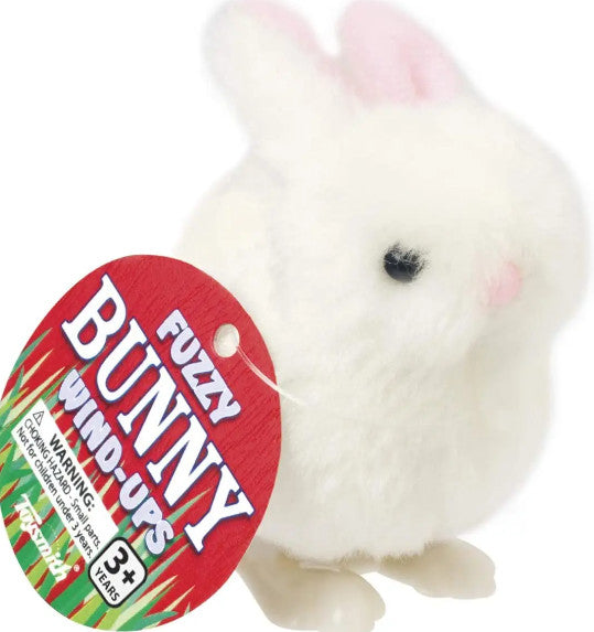 White Fuzzy Bunny Wind Ups, Easter, Spring, Hopping Action [2030]