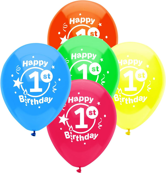 Happy 1st Birthday 12 Inch Latex Balloons 8 Pack [24591]