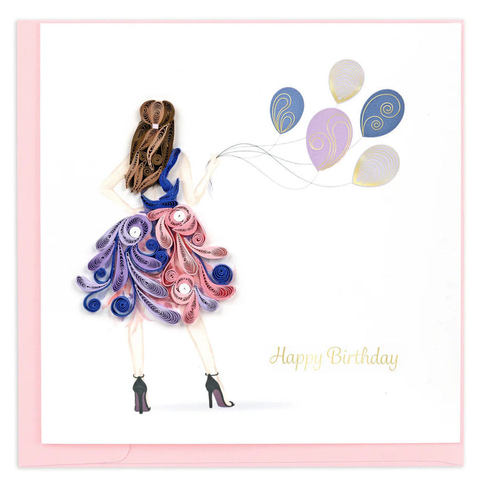 Quilled Fashion Birthday Girl Greeting Card [BD0184]
