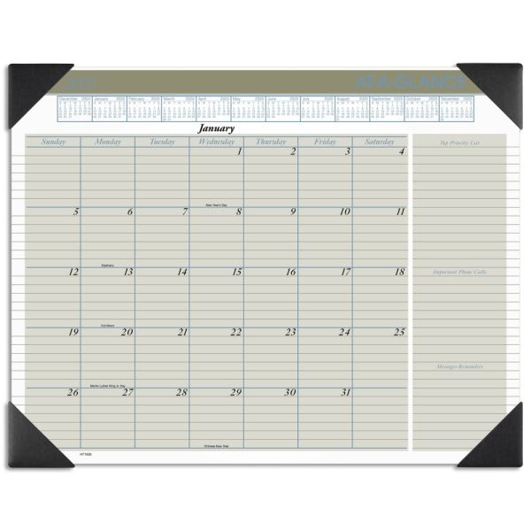2025 AT-A-GLANCE Executive Monthly Desk Pad, 21-3/4" x 17", Traditional, January 2025 To December 2025 [HT150025]