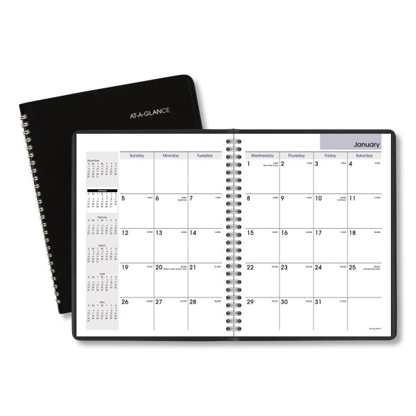 AT-A-GLANCE DayMinder Monthly Planner with Notes Column, Ruled Blocks, 8.75 x 7, Black Cover, 12-Month (Jan to Dec) 2025